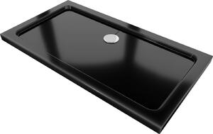 Mexen Slim, obdĺžniková sprchová vanička 120x70x5 cm, čierna, chrómový sifón, 40707012