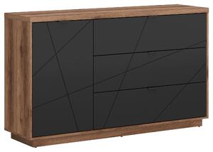 ŠIROKÁ KOMODA, čierna, farba duba, 156/93/42,5 cm - Online Only drobný nábytok, Online Only