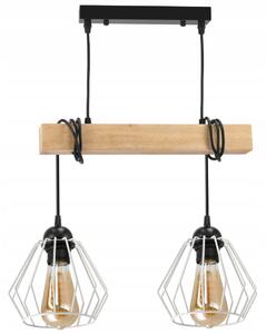 BERGE LED závesné stropné svietidlo, drevený trám, 2xE27, Diamond White Luster