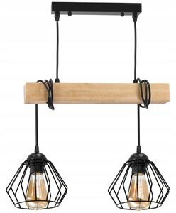 BERGE LED závesné stropné svietidlo, drevený trám, 2xE27, luster Loft Brylant