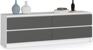 Ak furniture Komoda Kuba 160 cm 4 zásuvky biela/grafit