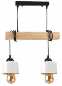 BERGE LED závesné stropné svietidlo, drevený trám, 2xE27, kovový pohárový luster