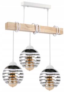 BERGE LED závesné stropné svietidlo, drevený trám, 3xE27 loft - biela