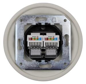 Elhard Okrúhla keramická zásuvka 2xRJ45, biela KV2022W