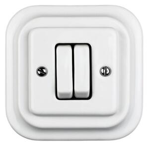 Elhard Štvorcový keramický vypínač s kolískou č.5, biely - kompletný KV5305W