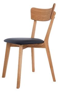Dubová olejovaná a voskovaná stolička Diana čierna koženka