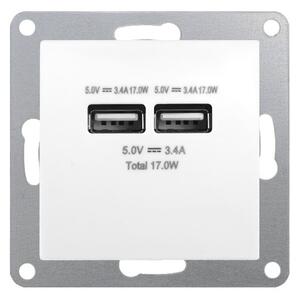 Elhard 2xUSB zásuvka Vera, matná, biela VZ2132W