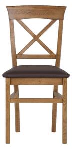 Čalúnená stolička Torino dub rustikálny s hnedou koženkou