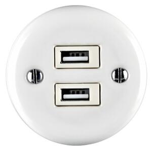 Elhard Nástenná keramická zásuvka 2x USB, biela KN2032W