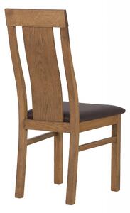 Dubová lakovaná stolička Sofi rustik s hnedou koženkou