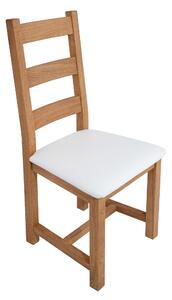 Dubová olejovaná stoličky Ladder Back biela koženka