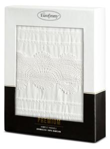 EUROFIRANY Posteľná súprava z bavlneného saténu zdobená čipkou 140 cm x 200 cm biela satén 100% bavlna