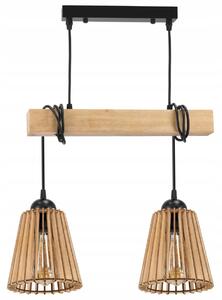 BERGE Závesné stropné LED svietidlo, drevený trám, 2xE27 kužeľový luster