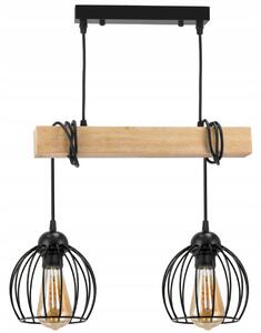 BERGE Závesné stropné svietidlo LED drevený trám 2xE27 Luster Wire ball