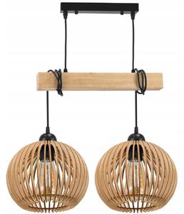 BERGE Závesné stropné svietidlo LED drevený trám 2xE27 Dense Ball Luster Luca