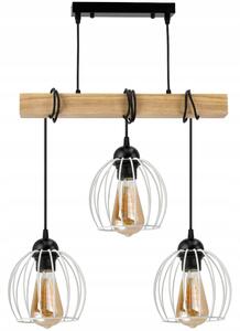 BERGE Závesné stropné svietidlo LED drevený trám 3xE27 Luster Wire ball