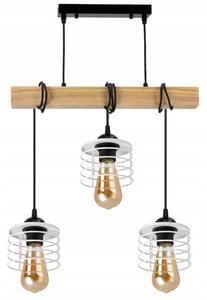 BERGE Závesné stropné svietidlo LED drevený trám 3xE27 Luster Spring biely