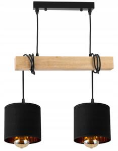 BERGE Závesné stropné svietidlo LED drevený trámový 2xE27 Luster Loft Lampshade Gold