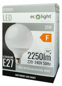 ECOLIGHT LED žiarovka - E27 - 25W - G120 - neutrálna biela