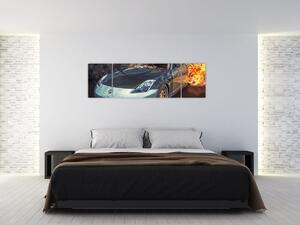 Obraz horiaceho auta (Obraz 170x50cm)