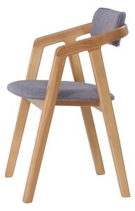 Jedálenská stolička jaseňová Aksel sivá látka