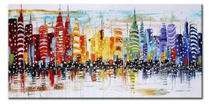 Maľovaný obraz na stenu MESTO - 100×50 cm / Premium 4 cm
