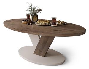 LOVA Orech Elegant/Béž Taupe - OVÁLNY KONFERENČNÝ STOLÍK 110 × 60 cm MODERNÝ KÁVOVÝ STOLÍK