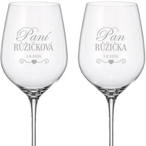 Dekorant Svadobné poháre na biele víno PÁN A PANI LOVE 480 ml 2KS