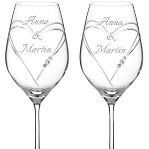 Dekorant Svadobné poháre na biele víno Aphrodite s krystaly Swarovski 360ml 2KS VARIANTA 1