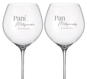 Dekorant Svadobné poháre na červené víno PÁN A PANI 750 ml 2KS