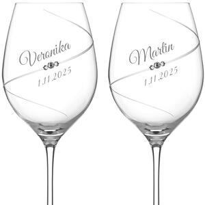 Dekorant Svadobné poháre na červené víno Silhouette City s kamínky Swarovski 470 ml 2KS
