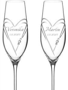 Dekorant Svadobné poháre na šampanské Aphrodite s krystaly Swarovski 2KS VARIANTA 3