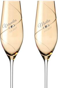 Dekorant Svadobné poháre na šampanské Silhouette City Amber s kamínky Swarovski 210ml 2KS