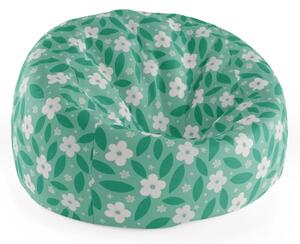 Sablio Sedací vak Cocoon Biele kvety s lístkami - 75 x 45 x 35 cm