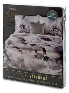 EUROFIRANY Súprava posteľnej bielizne z krepového saténu 160 cm x 200 cm svetlosivá 50% bavlna 50% polyester