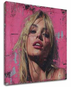 Obraz Blonďavá krása - Ružová barbie | dokončené rukou umelca - 60x60 cm