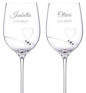 Dekorant Svadobné poháre na červené víno Romance simple s kamienkami Swarovski 330ml 2KS