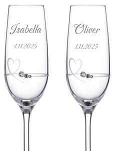Dekorant Svadobné poháre na šampanské so Swarovski kryštálmi Petit Heart 150 ml 2KS