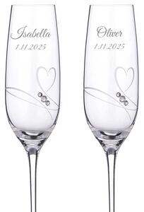 Dekorant Svadobné poháre na šampanské Romance simple s kamienkami Swarovski 200ml 2KS