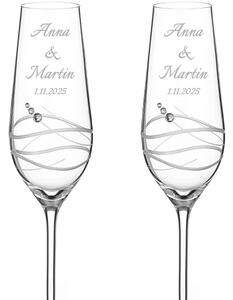 Dekorant Svadobné poháre na šampanské Venezia s kryštálmi Swarovski 230 ml 2KS