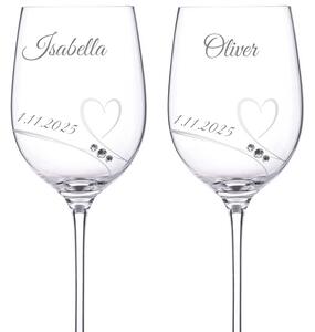 Dekorant Svadobné poháre na červené víno Romance s kamienkami Swarovski 330ml 2KS