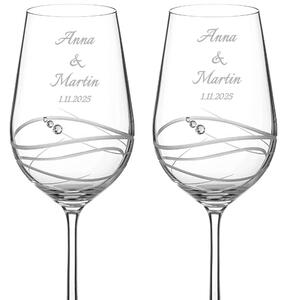 Dekorant Svadobné poháre na červené víno Venezia s kryštálmi Swarovski 470 ml 2KS
