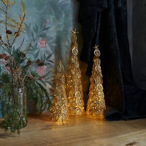 Dekoračný LED strom Kirstine, zlatý, výška 53,5 cm