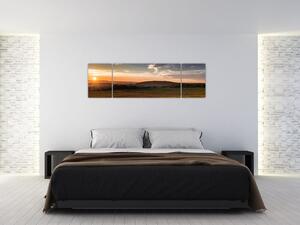 Obraz zapadajúceho slnka na poli (Obraz 170x50cm)