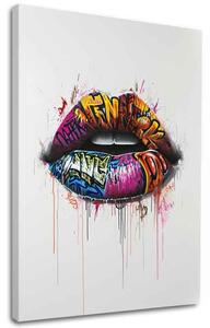 Obraz Graffiti Lips | Talianske plátno - 40x50 cm