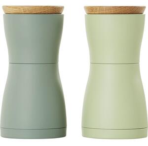 AdHoc Twin Sada mlynčekov na korenie a soľ, tmavozelená a svetlozelená, výška: 133 mm