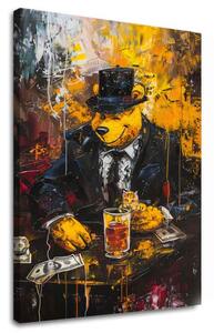 Obraz Mafia Boss Bear | dokončené rukou umelca - 60x90 cm