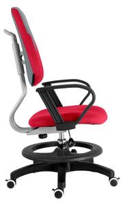 Detská rastúca stolička s podnožou BAMBINO – látka, šedo-červená
