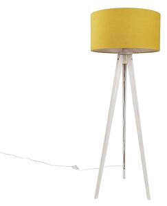 Stojacia lampa s trojnožkou biela so žltým látkovým tienidlom 50 cm - Tripod Classic