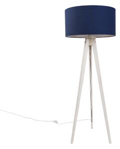 Stojacia lampa s trojnožkou biela s tmavomodrým látkovým tienidlom 50 cm - Tripod Classic